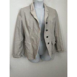 Jackett New York women’s Tan Leather Cotton Jacket blazer large button front